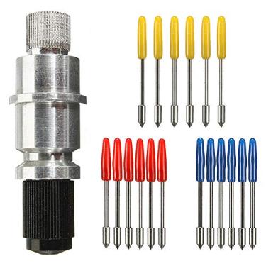 Imagem de CJRSLRB CB09 Base de suporte de lâmina gráfica com 18 peças de lâminas de corte (30/45/60 graus) para Silhouette Cameo 1 2 3/Portrait/Curio/Graphtec 6000EC 5000-60 Plotter