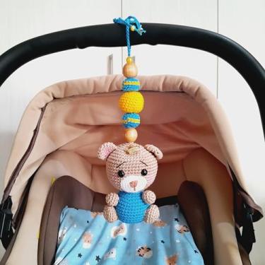 Imagem de Móbile Montessoriano de Amigurumi para Carrinho de Bebê (artesanal) (Urso)