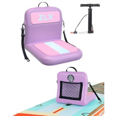Imagem de ZLX Assento de prancha de remo com suporte para as costas, assento portátil para caiaque, bomba de ar incluída, cadeira inflável universal para adultos, design ergonômico dobrável, fácil instalação