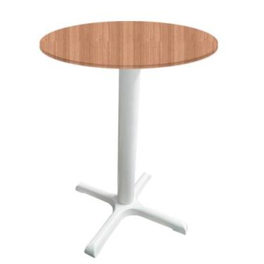 Imagem de Mesa Ômega Ferro Branco 74 cm (Alt) Base em X Tampo MDP Redondo Noce N