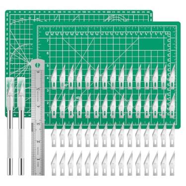 Imagem de 2 facas artesanais para hobby com 60 peças de lâminas de faca Exacto #11, tapete de corte (A4), uma régua, conjunto de facas de precisão HEADLEY TOOLS Ideal para artesanato, álbuns, artes, faça você