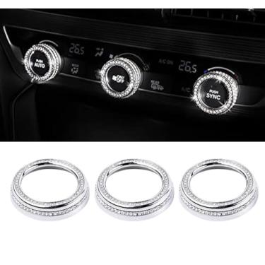 Imagem de Acessórios de acabamento interior de carro com glitter AC capas de botão compatíveis com Volkswagen CC/Arteon/Passat/Magotan Auto Decoração de interiores decalques de metal (3 peças)