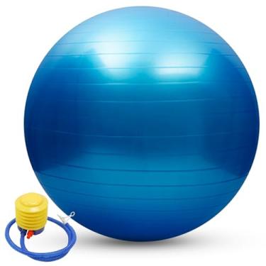 Imagem de Anti -Burst Yoga Ball espessou a bola de equilíbrio de estabilidade do PVC para o exercício de fitness de ioga pilates com bomba de ar 55cm 65cm 75cm rosa azul (75)