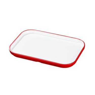 Imagem de Prato de porcelana de imitação requintada simples retangular de duas cores estilo nórdico - placa retangular de 25 cm [vermelho e branco]