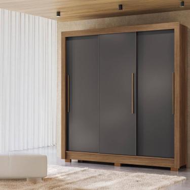 Imagem de Guarda-Roupa Casal Santos Andirá Maringa com 3 Portas de Correr, 2 Gavetas e 5 Prateleiras - 194,4cm de largura