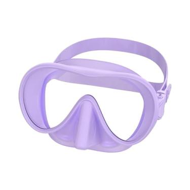 Imagem de Colaxi Máscara de mergulho com snorkel, óculos antiembaçantes, visão ampla, profissional, portátil, com proteção nasal, máscara de natação para mulheres, Roxo