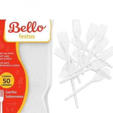 Imagem de Garfo Descartável Branco para Sobremesa Bello Festas 50un