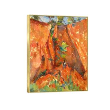 Imagem de BMZFYBS Arte de parede com moldura dourada pinturas famosas - imagens de decoração - In The Quarry-Paisagem impressões em tela para sala de estar decoração de casa 50 x 65 cm 20 x 26 pol