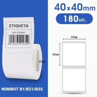 Imagem de Etiqueta Térmica Niimbot 40x40mm Branca – 180 Unidades – Adesiva para Impressoras Portáteis