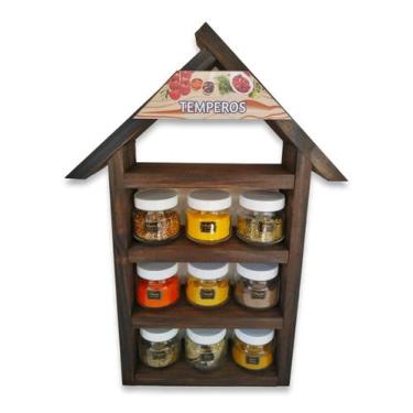 Imagem de Casinha com 9 Potes para Temperos Condimentos - FD25