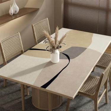 Imagem de Jogo americano de mesa minimalista à prova d'água e à prova de óleo, bege, listrado, para cozinha, decorativo, moderno, de PVC, YHT039, G, 70 x 120 cm