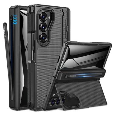 Imagem de Caka Capa para Samsung Galaxy Z Fold 6 [suporte de caneta S fino] [suporte oculto] [proteção de dobradiça] [protetor de tela] capa rígida à prova de choque com textura antiderrapante para Fold6
