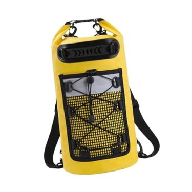 Imagem de Colaxi Mochila seca 30L resistente com faixa de advertência refletiva IPX6 à prova d'água, mochila flutuante para caminhadas, passeios de barco, Amarelo