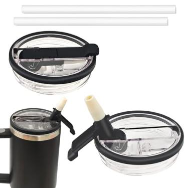 Imagem de Fabuerdia Tampa de canudo flip de 1,134 g adequada para copo Stanley, bico de bebida, à prova de poeira, tampas superiores à prova de vazamento e substituição de canudo adequado para Stanley Quencher