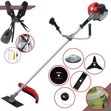 Imagem de Roçadeira À Gasolina Anmax CG520P-TB 2T 52cc 2,2HP Com Carretel + Lâmina Facão + Lâmina 3 Pontas + Lâmina 80 Dentes + Escova Circular de Aço 38 Cerdas