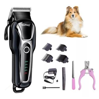 Imagem de Maquina De Tosar Animais Bivolt Kit Alicate Lixa De Unhas Cachorro Gat
