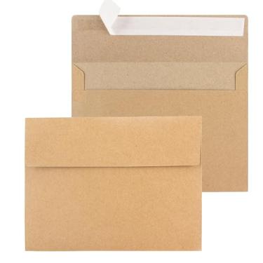 Imagem de Pacote com 100 envelopes Kraft, envelopes de convite A7, envelopes de 12 x 17 cm para convites, envelopes, casamento, chá de bebê, envelopes kraft marrons para personalizar cartões de presente, festa