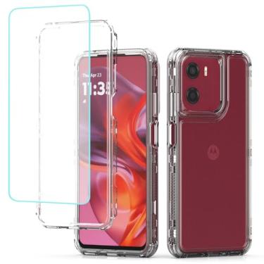 Imagem de Yodueiv Capa para Moto G05, capa para Moto E15 com protetor de tela de vidro temperado, capa protetora de telefone de 3 camadas transparente para Motorola Moto G05 transparente