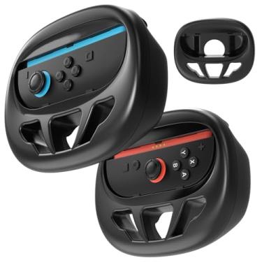 Imagem de Fosmon Nintendo Switch 2 Joy Con Racing Wheel - Black - 2 Pack