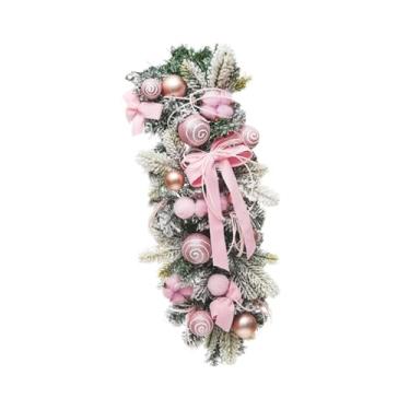 Imagem de Fancyes Guirlanda de Escada de Natal, Guirlanda de Lágrima, Enfeite Artificial para Festa de Fim de Ano, para Sala de Estar, Escadas, Corrimão, Parede de Fund, Rosa