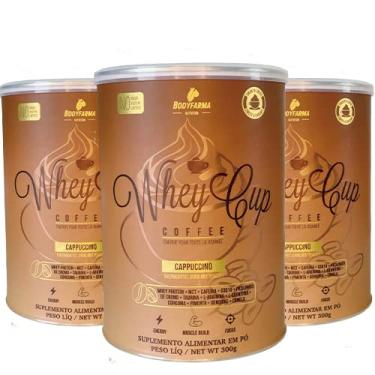 Imagem de Café funcional Termogênico Whey Cup Coffee Cappuccino Whey protein, MCT, COQ10, Taurina, Cafeína, pimenta, gengibre, cúr (3 Latas)