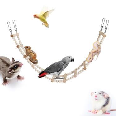 Imagem de MinrzPet Escada Longa Para Pássaros Com Degraus E Contas De Madeira, Brinquedos Balanço Periquitos, Acessórios Gaiolas, Ponte Papagaios, Ratos, Petauros-Do-Açúcar, Esquilos Cobras