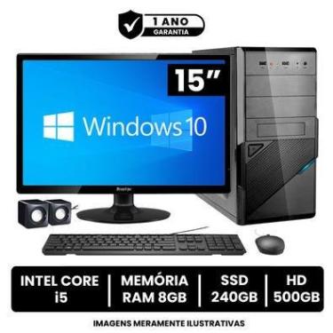 Imagem de Computador Completo Intel Core I5 8GB De Ram SSD 240GB Hd 500GB Monitor Led 15Polegadas HDMI + Windows 10