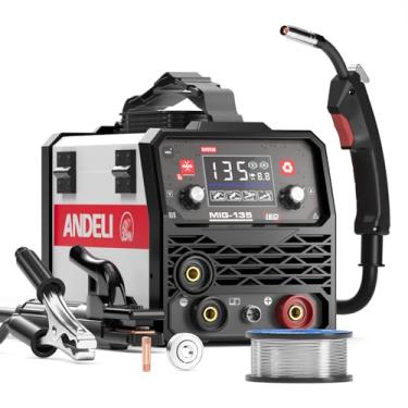 Imagem de ANDELI Soldador Mig De 135 A, 110 V/220 V, Bivolt, Portátil, Sem Gás, Soldador De Fluxo Mig/Lift Tig/Stick, 3 Em 1, Multiprocesso, Máquina De Solda Com Display Digital Led, Inversor Igbt
