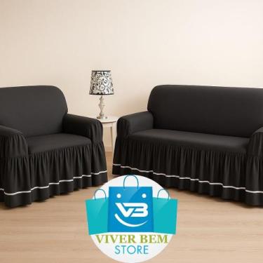 Imagem de Kit Capa Para Sofá Dalia 3 e 2 lugares - Viver Bem Store, Preto