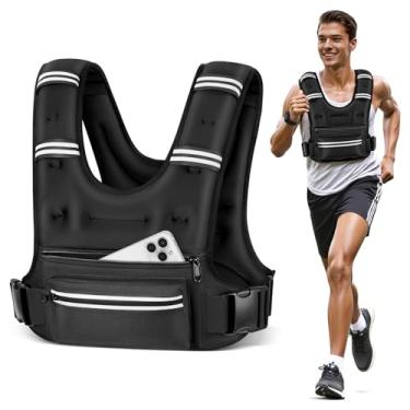 Imagem de Mieakvool Coletes ponderados para mulheres e homens, 8 12 16 9 kg colete ponderado com bolsos de armazenamento, colete de corrida com faixa refletiva, colete de peso com alças ajustáveis para corrida