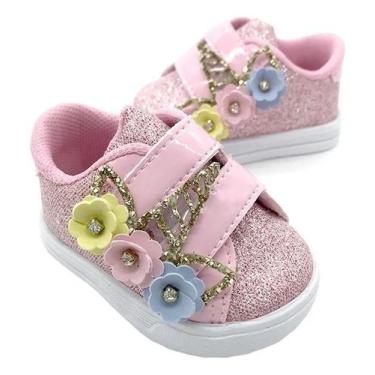 Imagem de Tênis Sapatinho Infantil Menina Com Brilho Rosa Unicórnio, 20