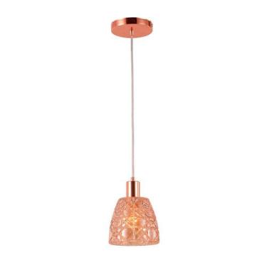 Imagem de Luminária Pendente Moderno Moema de Vidro E27 Bivolt - GQE, Cobre rose
