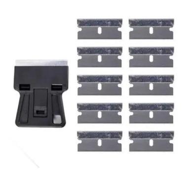 Imagem de Estilete Mini Raspador Ratinho Tira Cola De Vidro C/10 Lamin - exfak