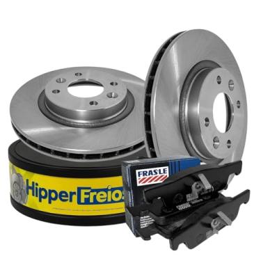 Imagem de Par Disco de Freio HF 549B + Pastilhas PD/1483 Compatível com Logan Sandero 1.0/1.6 – Kit Freio Dianteiro Completo