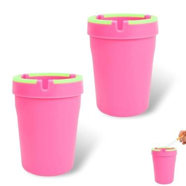 Imagem de Zikefest 2 peças cinzeiro para carro, cinzeiro portátil sem fumaça, cinzeiro que brilha no escuro com tampa à prova de cheiro, organizador de cinzeiro autoextinguível, lata de lixo de cigarro de