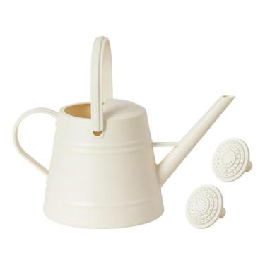 Imagem de KiBcsLic Regador de 3,8 L com 2 bicos removíveis, prático, criativo e leve para áreas externas, plantas, casa, flores, jardinagem, cuidados com o gramado, Branco