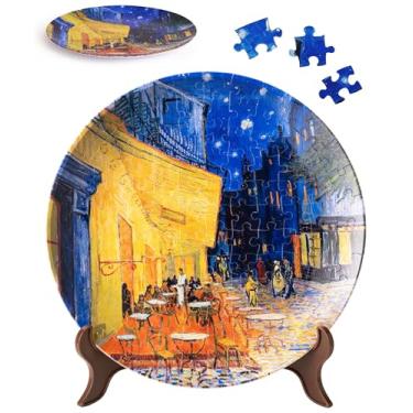 Imagem de PieceRelax Prato Quebra-Cabeça 3D Com 124 Peças - Terraço Do Café Van Gogh À Noite Presente Exclusivo E Decoração Para Casa Plástico [Pl1004]