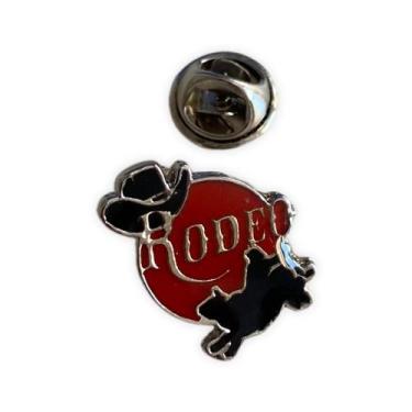 Imagem de Broche de Rodeio Chapéu e Touro  Prateado com Esmaltação - Pistache Ac