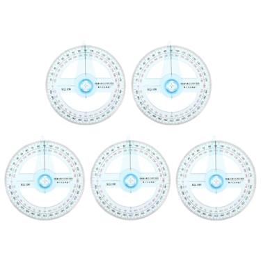 Imagem de Hemobllo Transferidor de 360° - 5 peças transferidor de braço oscilante de 360 graus transferidor de círculo de plástico com régua de braço oscilante conjunto transferidor circular para geometria