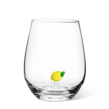 Imagem de Abbott Collection Taça de vinho cálice sem haste com ícone de limão - vidro, amarelo/transparente, 11,4 cm A (567 g)
