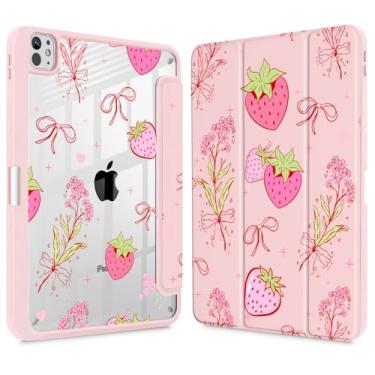 Imagem de May Chen Capa para iPad Pro 33.0 cm 2024 7ª geração M4 Chip, [Suporte de lápis embutido suporta Pencil 2/USB-C] Capa traseira transparente ultrafina com suporte de três dobras, suporta despertar