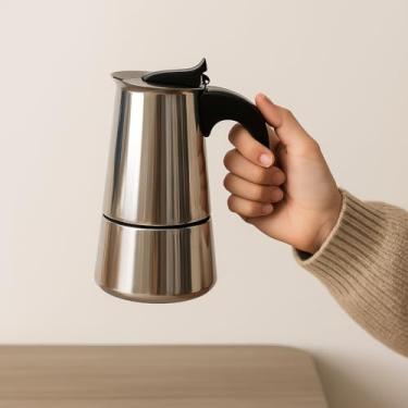 Imagem de Cafeteira Italiana Inox 200ml 4 Xícaras Café Aromático Seguro Cozinha Restaurante Presente Casa Compacto