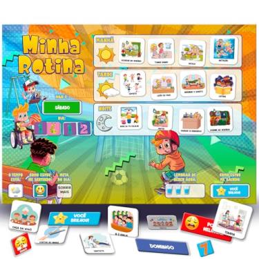 Imagem de Quadro de Rotina Infantil - Quadro de Tarefas - Incentivo ao Bom Comportamento Recompensa - 30x40 cm Magnético com Caneta e 96 tags - Versão de Parede