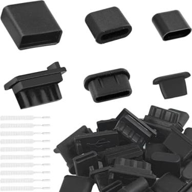 Imagem de DKARDU Capa protetora antipoeira de silicone, USB C para iPhone 14, 13, 12, 11, laptop, tablet, computador, alto-falante, 60 peças