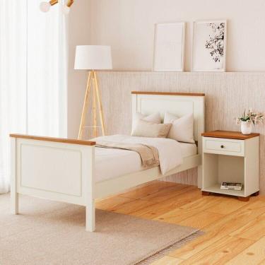 Imagem de Conjunto Dormitório 1 Cama Solteiro 1 Mesa de Cabeceira Ananda CabeCasa MadeiraMadeira Imbuia/Offwhite