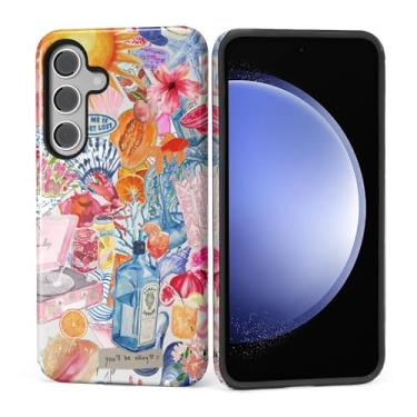 Imagem de MQJCYB Capa para Samsung Galaxy S24, híbrida, resistente, 2 em 1, de corpo inteiro, resistente, à prova de choque, capa brilhante para Samsung Galaxy S24 - Colagem de verão costeira e frutada