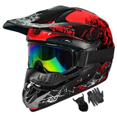 Imagem de Capacete Dirt Bike SPARK Kids Motorcycle, aprovado pelo DOT, vermelho