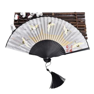 Imagem de ZZTWER Ventiladores de mão dobráveis, ventilador dobrável feminino, figura de estilo retrô carregando decoração de seda ventilador pequeno ventilador chinês