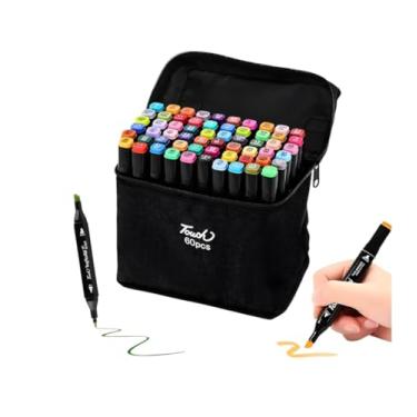 Imagem de Caneta Marcador Para Colorir Desenho Profissional 12, 24, 36, 48, 60, 80 Cores Conjunto De Canetinhas Pontas Duplas Codificados por Cores Vivas para Desenho (60 Cores)