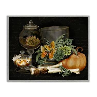 Imagem de Stupell Industries Dark Academia Bookstack & Motif Gray Framed Giclee Art Design por Nicole Tamarin, 16 x 20